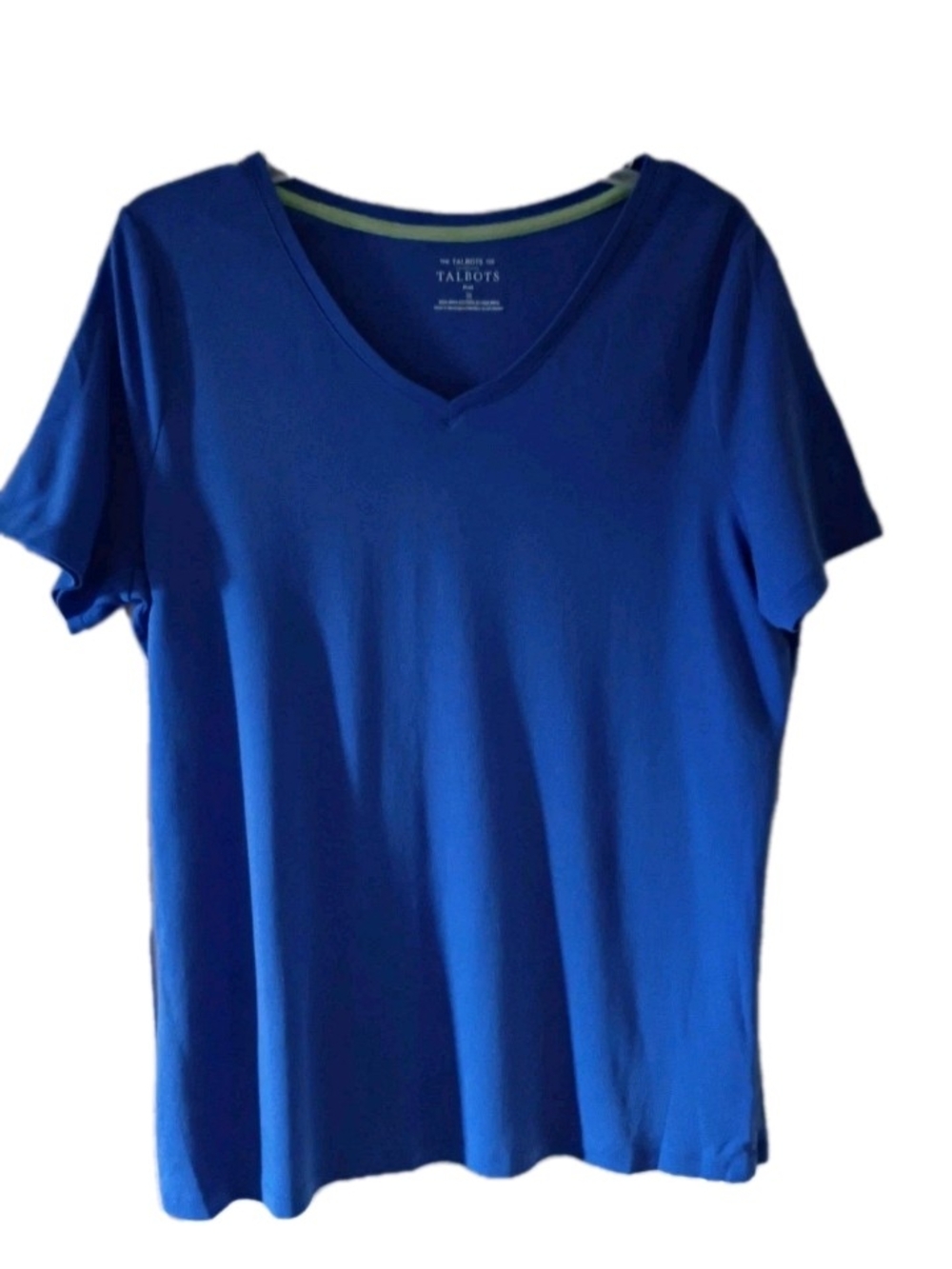Talbots V-Neck Short Sleeve Tee in Bright Blue